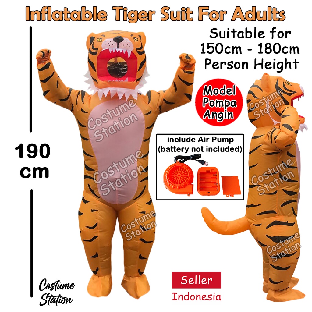 Kostum Tiger Macan / Costume Singa Lion Animal Hewan Binatang Inflatable pompa angin dewasa