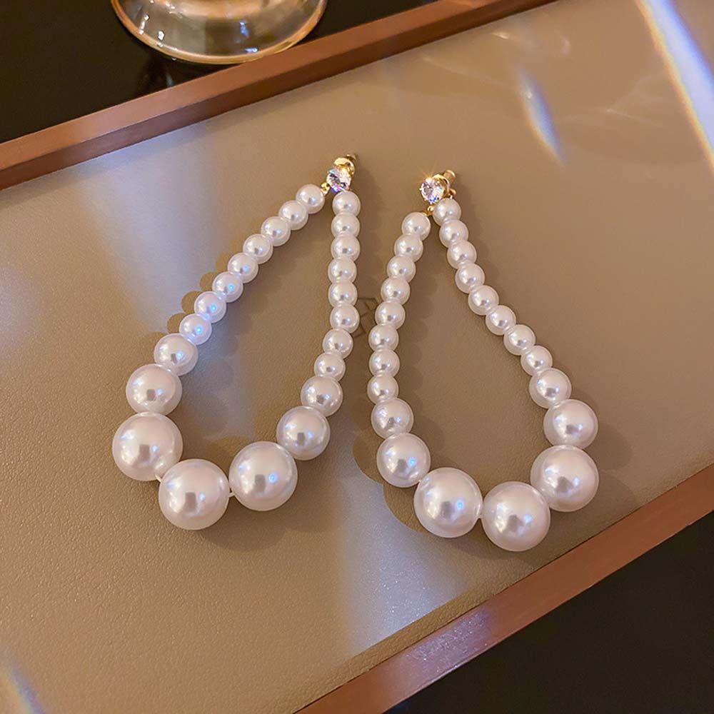 Mxbeauty Menjuntai Anting Trendi Elegan Mutiara Imitasi Hadiah Gadis Berlian Geometris Anting Korea