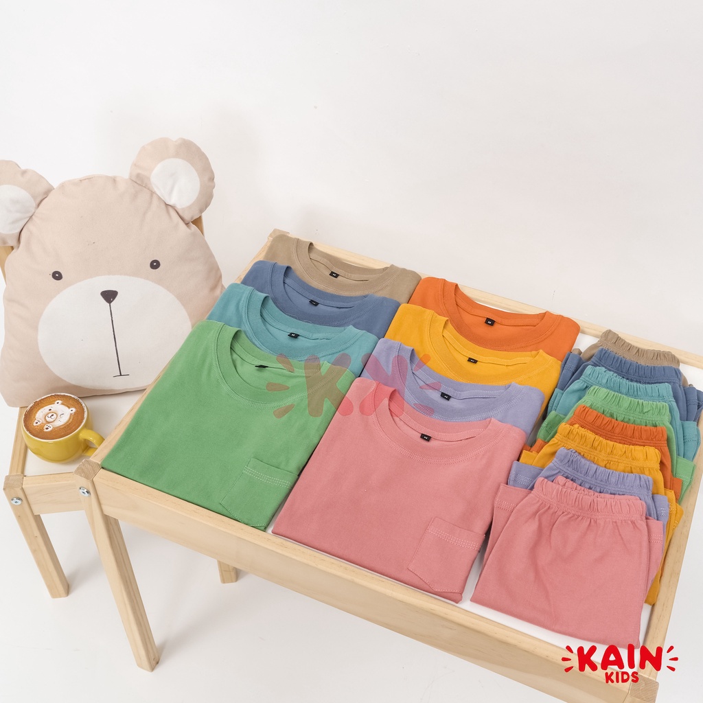 KainKids Setelan Kaos Polos Anak &amp; Celana Pendek 1-7Y | Set Pocket Tee Short Pants PK SPC01