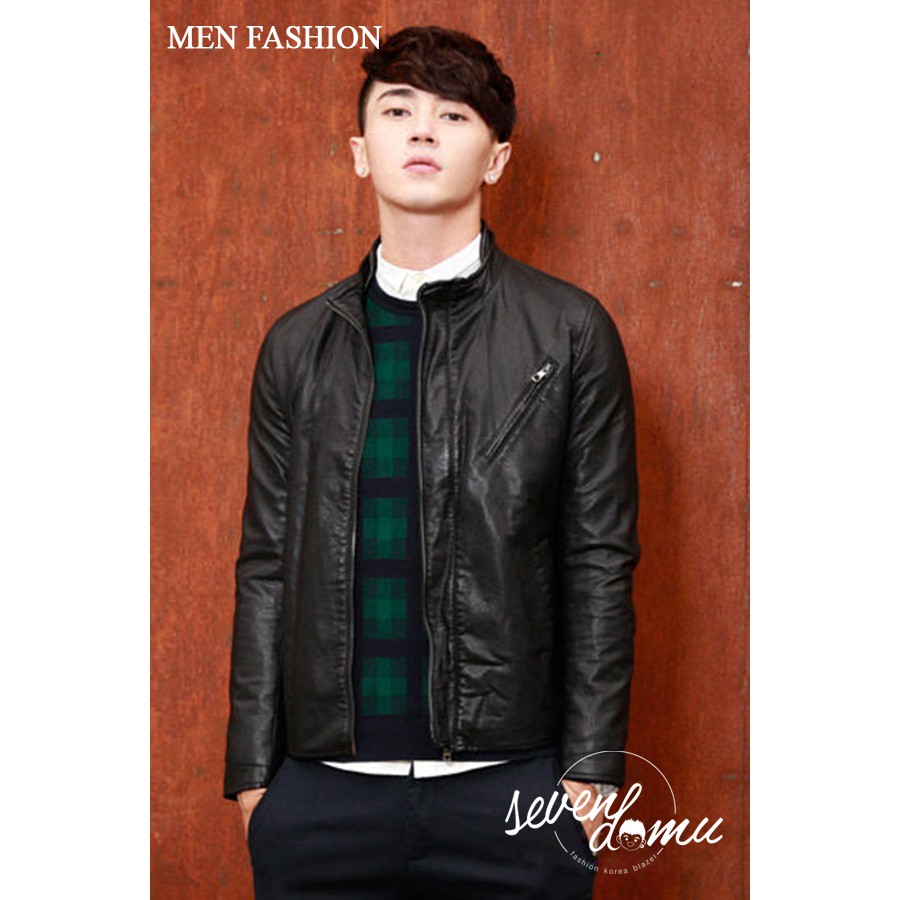 Jaket Kulit Black Biker Double Layer