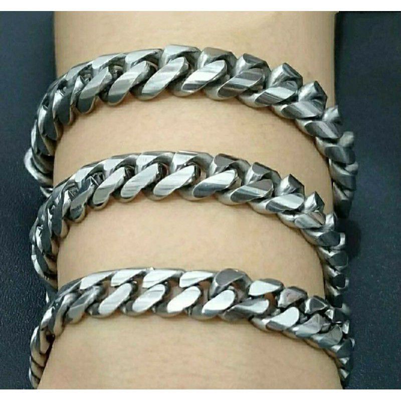 GELANG RANTAI PRIA/ GELANG RANTAI BAJA PUTIH/ TITANIUM MODEL TERBARU