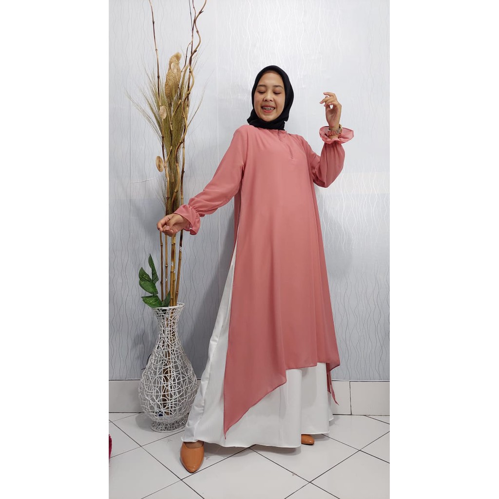 Dress haliza bahan syakila mix ceruty babydoll model stelan hits terbaru masa kini