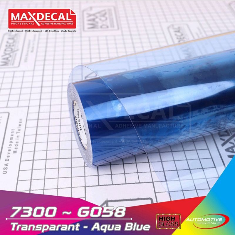 Sticker Stiker Maxdecal Max Decal 7300 G058 G 058 transparan hybrid blue aqua biru muda