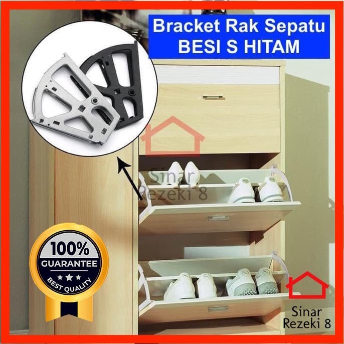 Rak Sepatu Bracket Fitting Engsel Lemari Putar 2 Susun Besi Hitam S