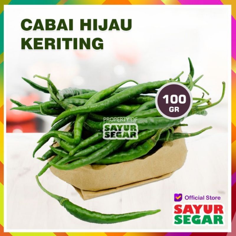 

100 gram cabe hijau keriting fresh segar murah