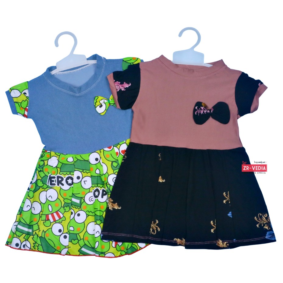 Dress Karin uk 1-2 Tahun /  Anak Perempuan Dres Lengan Murah Pesta Baju Gaun Pesta Import Baby