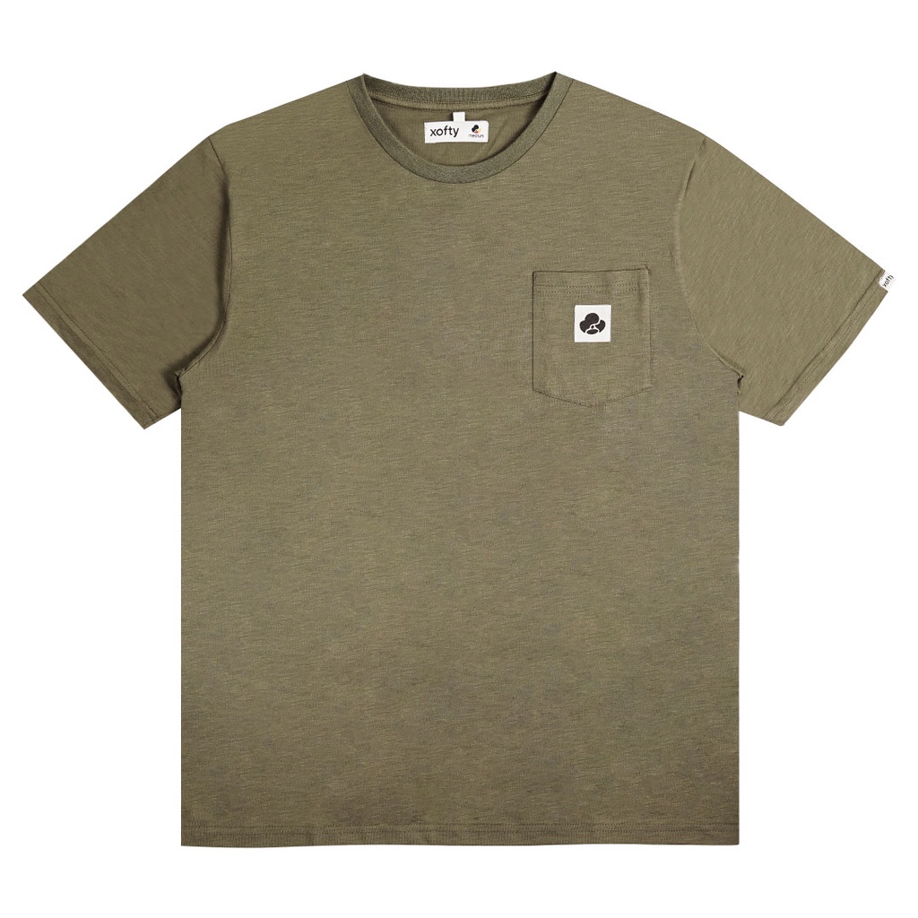 Xofty Kaos Mono Pocket O-Neck T-shirt Cotton 30s Slub Army