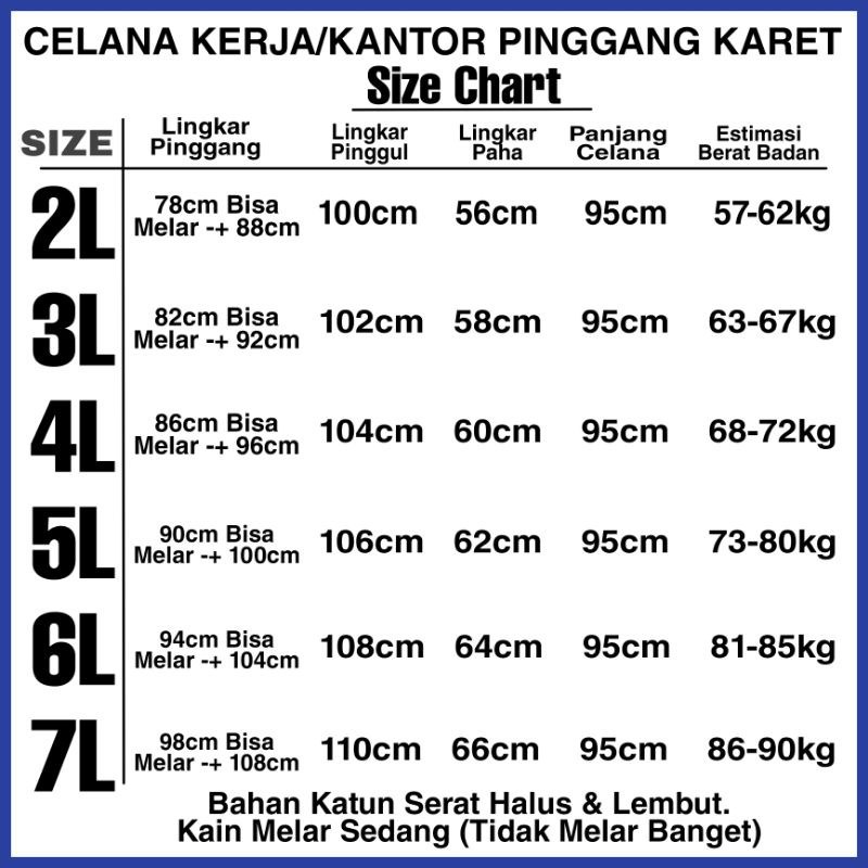 Celana Kerja Wanita Kantor Pinggang Karet Highwaist Jumbo Big Size