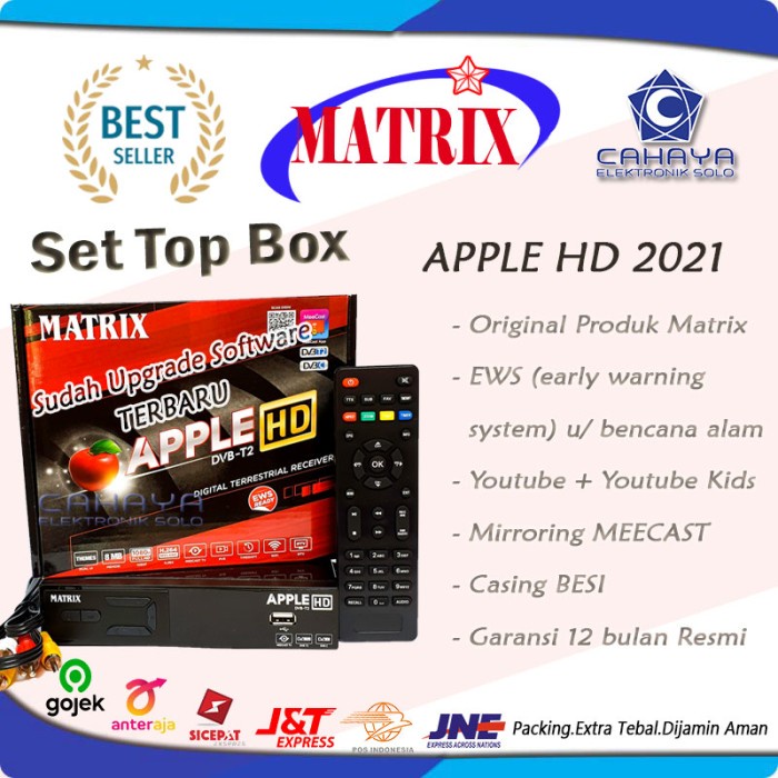 Antena Tv - Receiver Tv Set Top Box Matrix Apple Dvb T2 Digital Dvbt2 Antena Apel