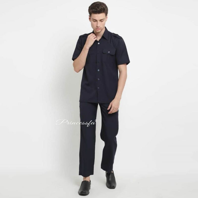 seragam pria biru dongker / baju dinas biru dongker / baju biru dongker pria / stelan baju dongker pria / seragam kantor pria / seragam dinas pria / baju dinas pria / seragam PNS ASN