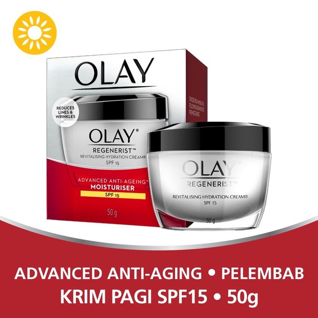 Olay Regenerist Revitalizing Day Cream SPF 15 &amp; Night Cream 50 Gr -Pelembab Wajah Krim Malam / Siang Skincare Anti Aging Moisturizer