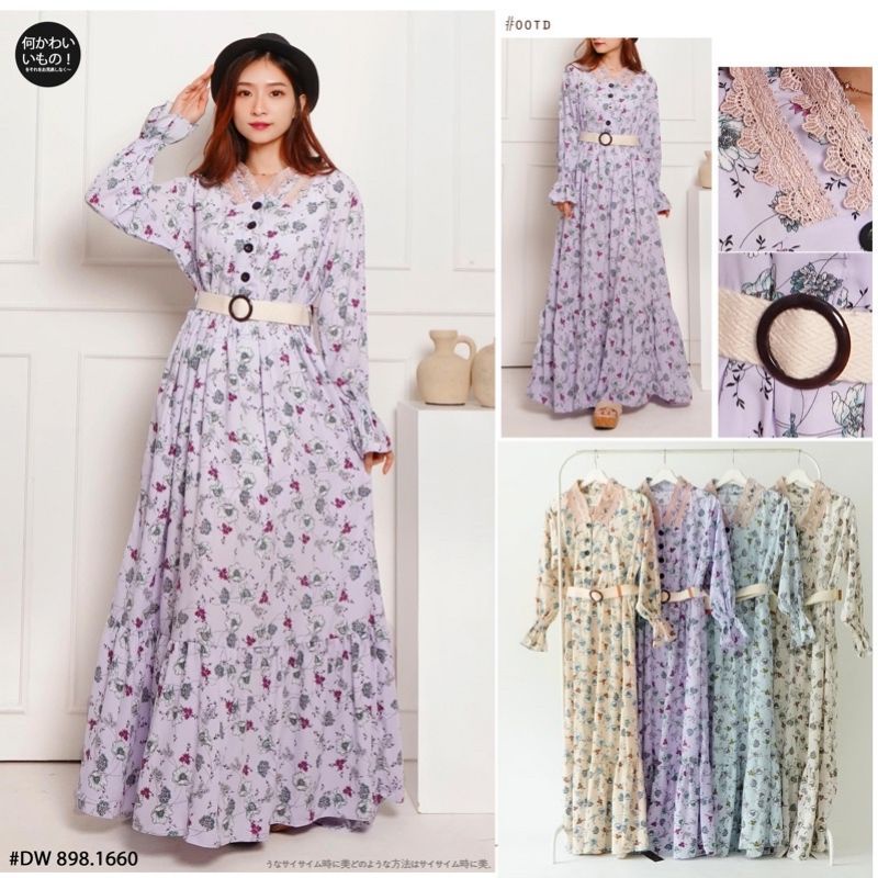 gamis bunga kerah bordir yuri