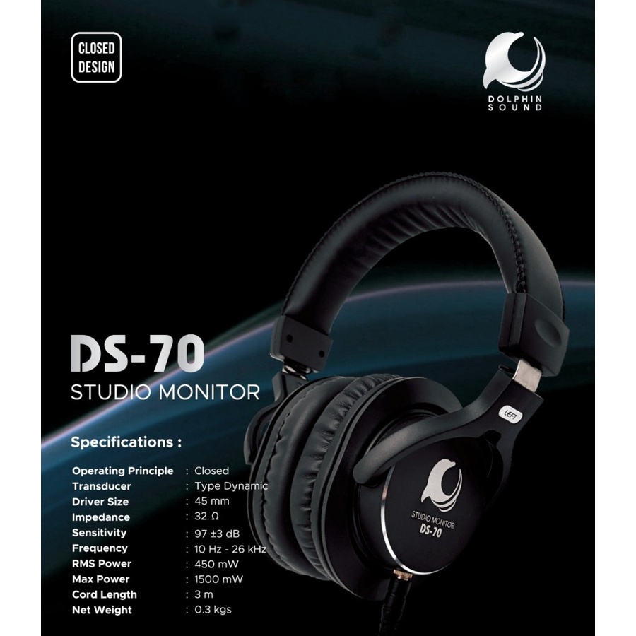 Dolphin DS70 DS 70 DS-70 Studio Monitor Headphone