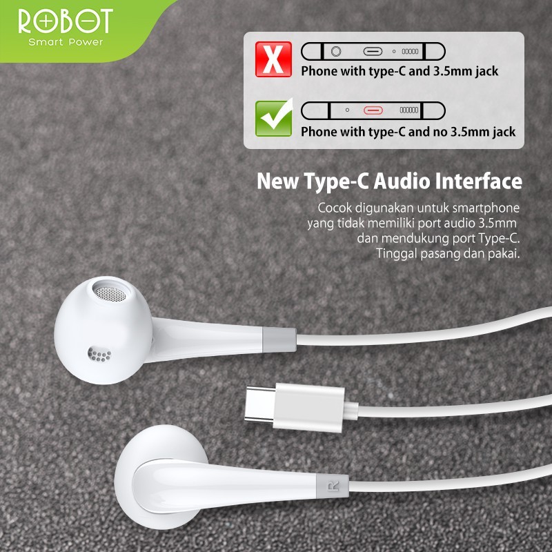 Robot RE701C In-ear Powerful Bass High Definition Sound Quality Type-C / Original