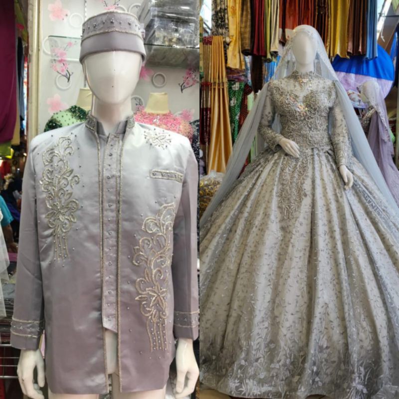 GAUN PENGANTIN TERBARU/TERMURAH | COUPLE GAUN PENGANTIN SPAN EKOR DAN BARBY/COD/KEBAYA AKAD