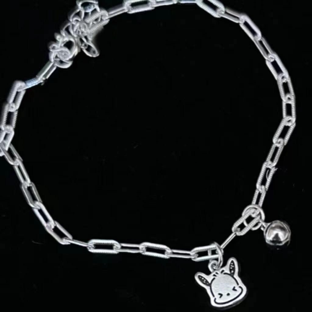 Gelang Tangan Rantai Liontin Anjing Bahan Alloy Warna Silver Untuk Wanita