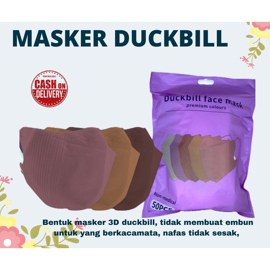 NEW!! Masker Duckbill 3ply Dewasa Warna Warni Isi 50Pcs Warna Random Warna Kalem