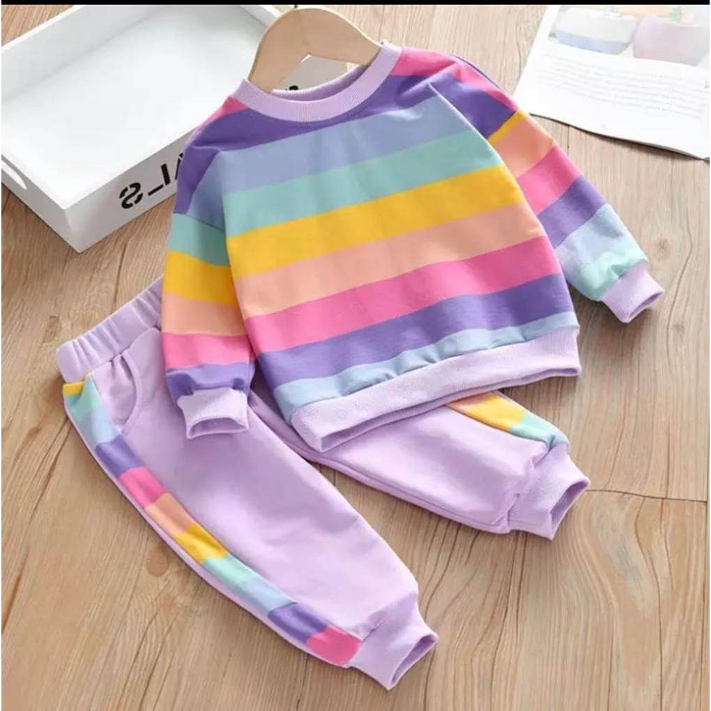 COD / SETELAN SWEATER ANAK / SETELAN BABYTERRY RAINBOW 1-5 TAHUN