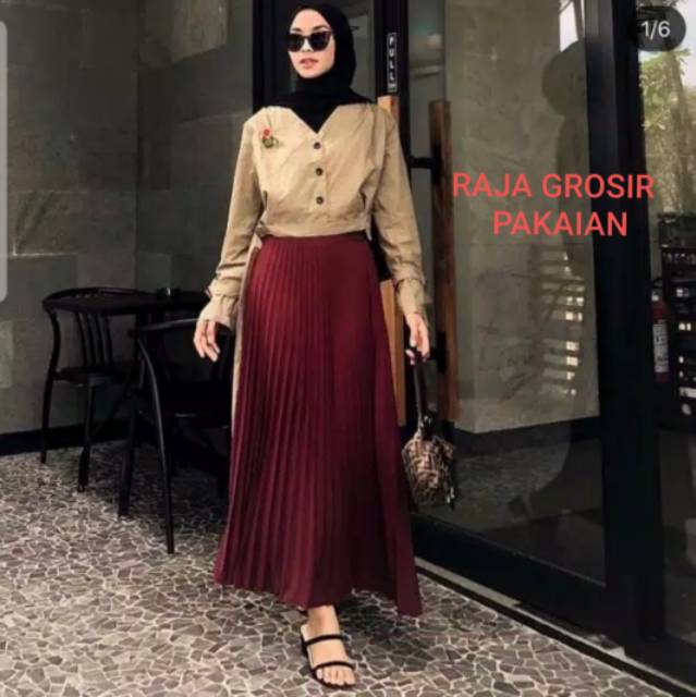 Rok Plisket Murah / Rok Prisket Pleated Sale Polos Rempel