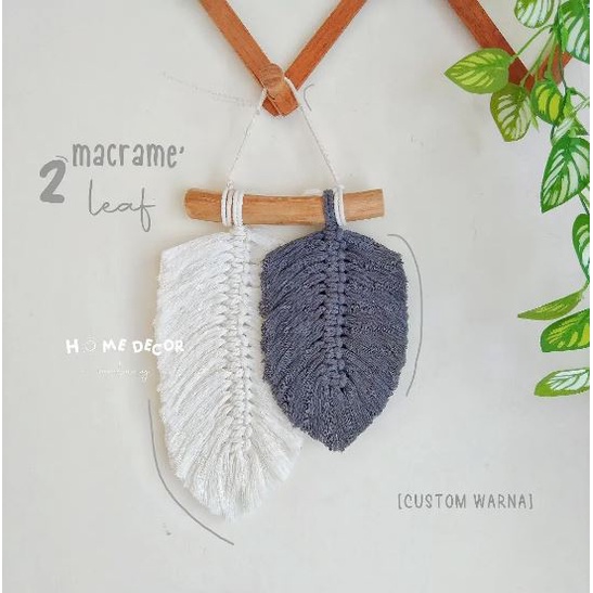 Macrame 2 Leaf / 2 daun - Macrame Wall Hanging Dekorasi dinding Ambalan Rainbow Makrame Hiasan Dindi