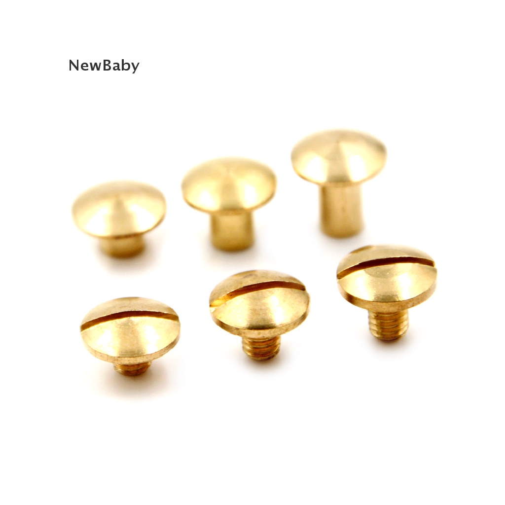 NewBaby 10x Arc Solid Brass Button Stud Screw Nail Screw back Leather Rivet Belt 6mm ID