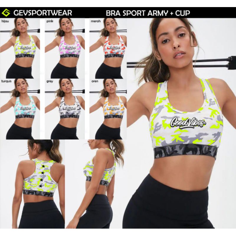 Sport Bra Gevsportwear Army+Cup
