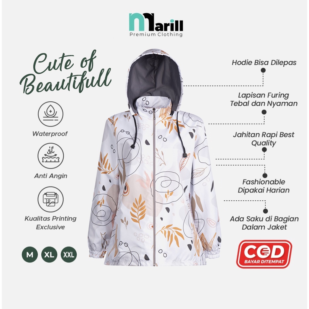 Jaket Wanita Printing Parasut Anti Air Anti Angin Jaket Motor Jaket Gowes Motif Cute of Beautifull