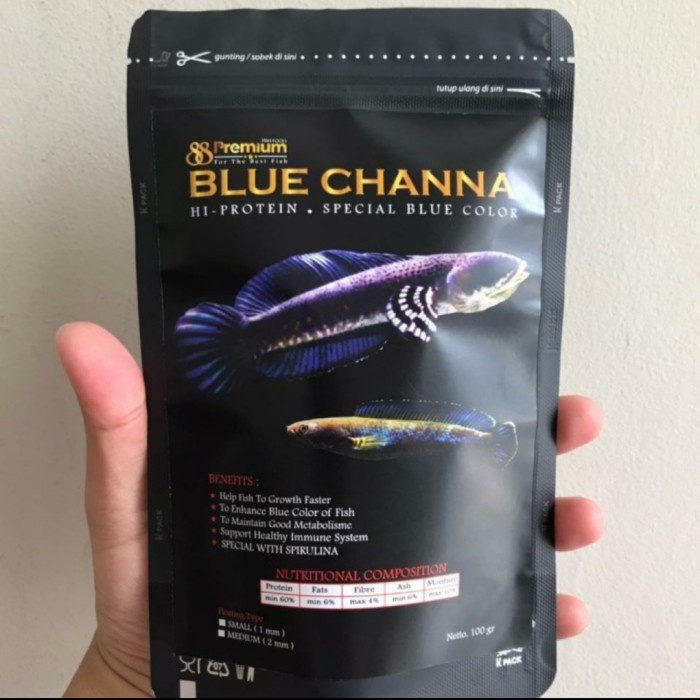 PREMIUM 88 - Pelet Ikan Channa Premium Blue Booster 100 Gram