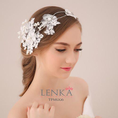 [SIAP KIRIM] HIASAN RAMBUT TIARA PENGANTIN WEDDING PESTA BROKAT PUTIH TPM006