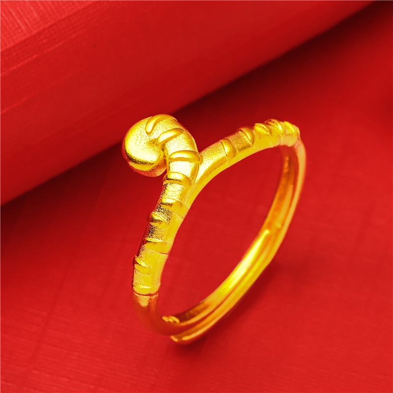 Cincin Model Terbuka Motif Kartun Harimau Warna Emas