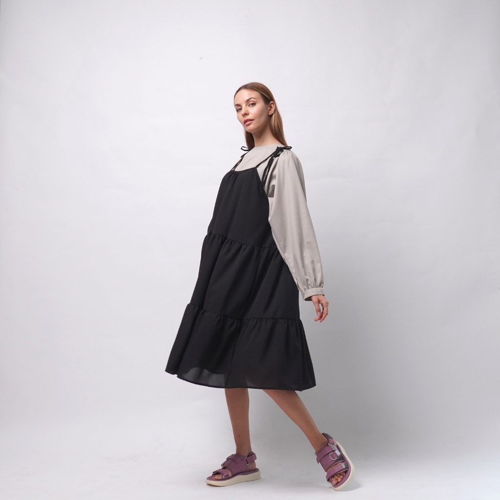 Basic Midi Dress Flossy - Nyaman dan Stylish - All Size