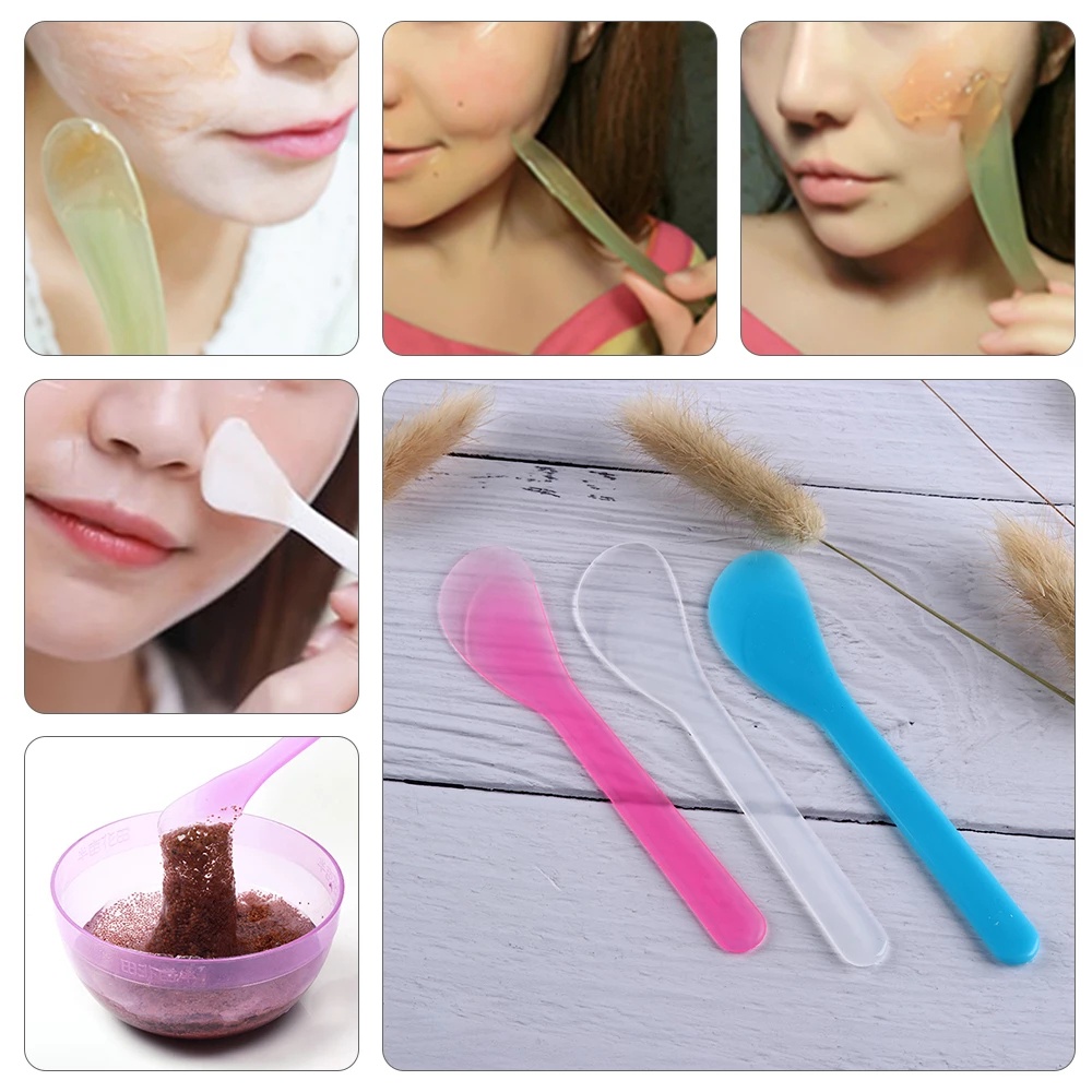 10pcs / Set Sendok Spatula Pengaduk Masker Bahan Plastik Bentuk Kipas Untuk Perawatan Kulit Wajah