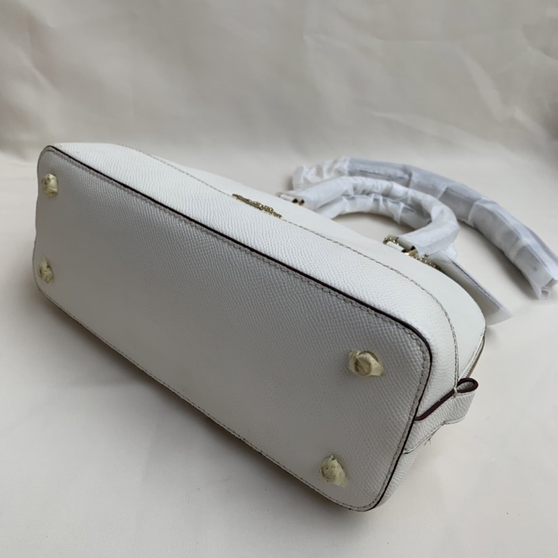 Coach Mini Sierra Satchel In Signature White Leather( 57555)