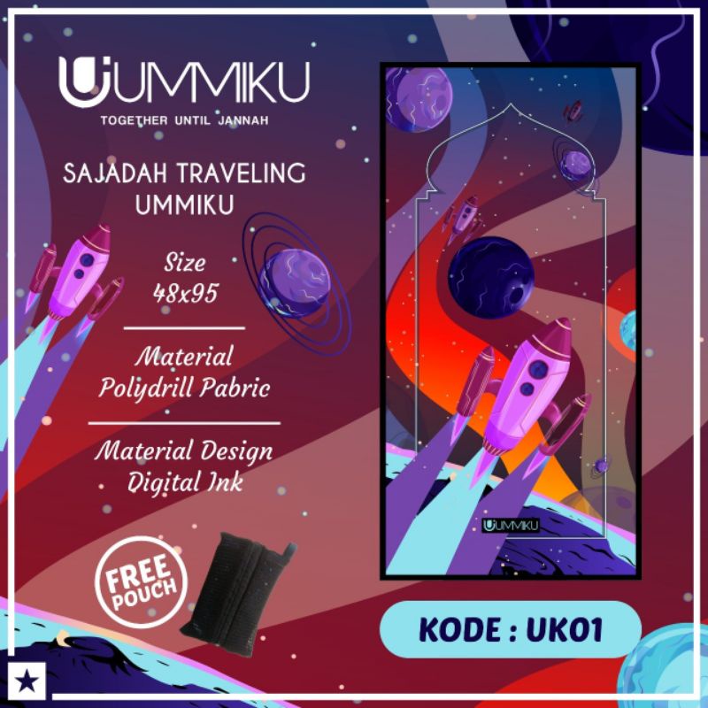 Sajadah Travel Anak UMMIKU / Sajadah Lipat Motif Anak Anak / Sajadah Travelling-Kids 1