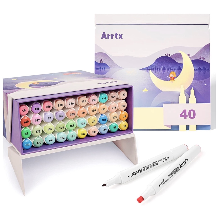 

Arrtx dual tips marker set 40 pastel colors with box