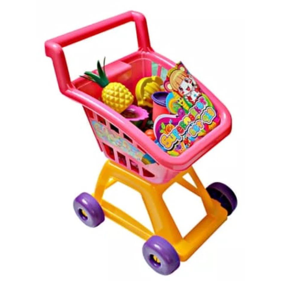 Troli Keranjang Dorong Belanja Supermarket Mainan trolley supermarket KeteranMulticolour Mainan Anak