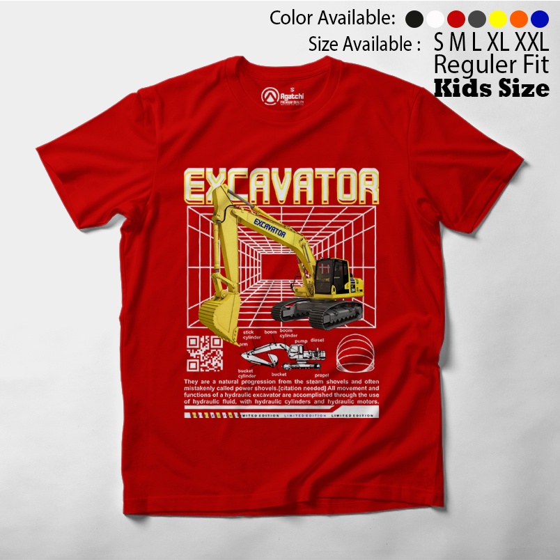 Baju Kaos Atasan Anak Laki - Laki Motif Excavator