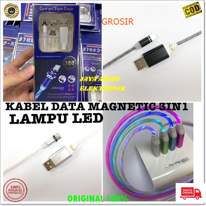 J211 KABEL DATA MAGNET 3IN LAMPU LED 3A JACK 3 JENIS CHARGER MAGNETIC SUPER FAST CHARGING MAGNETIK FASTER SPEED QUIC CAS UNIVERSAL BISA SEMUA JENIS HP YANG USBNYA SUPPORT DENGAN LAPISAN YANG KUAT DAN SUPER AWET DAN HARGA SANGAT TERJANGKAU