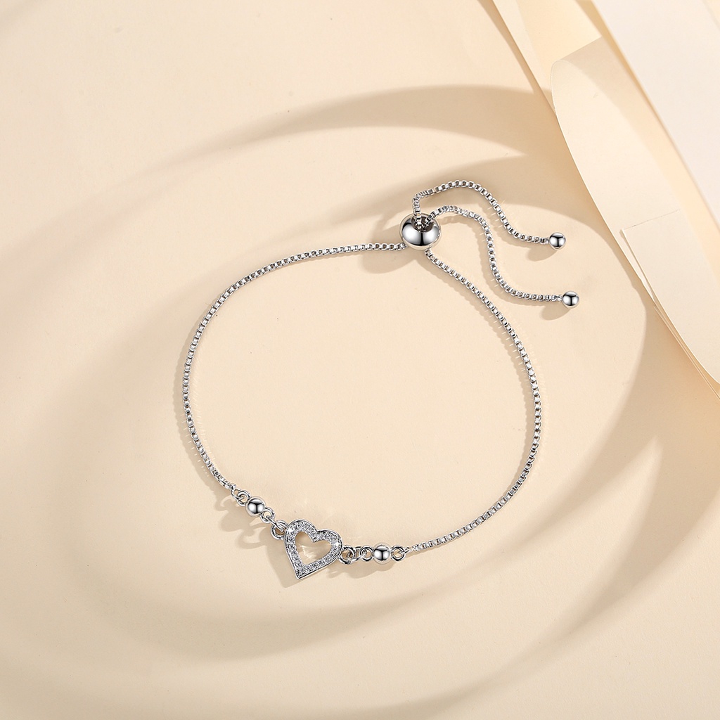 Y754 Gelang Heart Gelang Rantai Titanium Lapis Emas Berlian Aksesoris Wanita