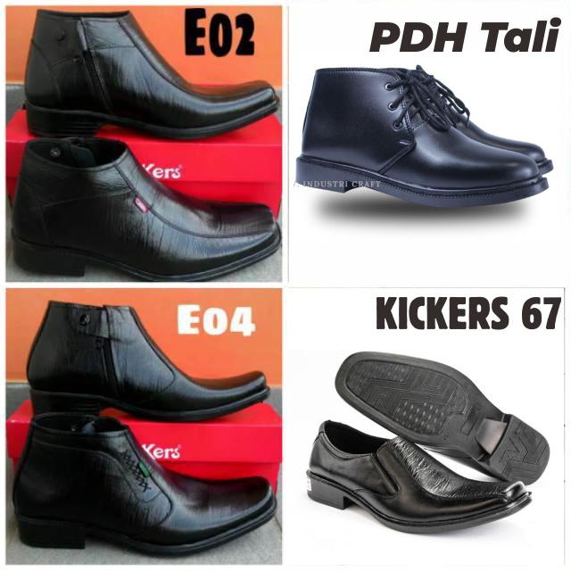 Sepatu Pantofel Boots Pria KICKERS Bahan Kulit Asli Resliting PDH