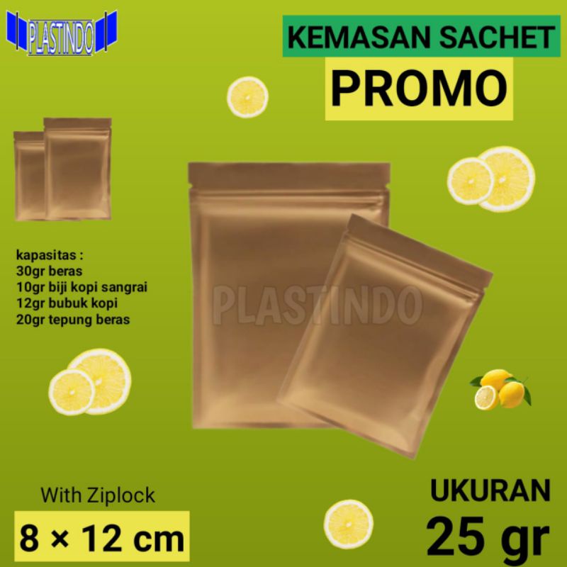 Kemasan Aluminium Foil Sachet 8cmx12cm GOLD Flat Bottom Ziplock Bag