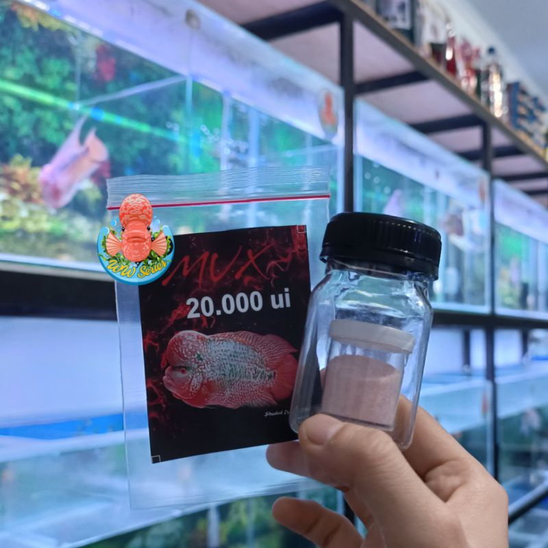 Serbuk Jenong MVX Ikan Louhan Campur ke Udang Cabek Cacing Beku Pellet MUX Kontes Mineral Light Pear