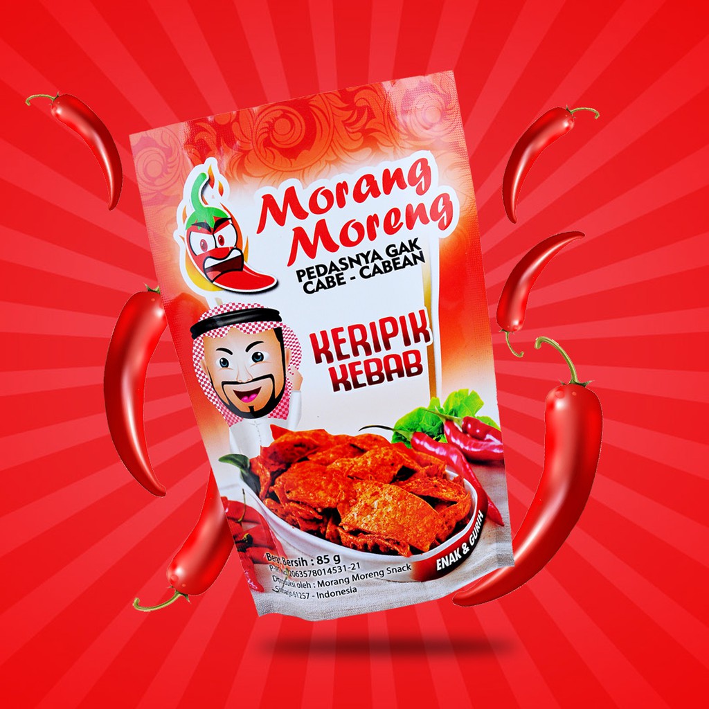 

Keripik Kulit Kebab Pedas Morang Moreng / Keripik Tortilla Kebab Aneka Rasa