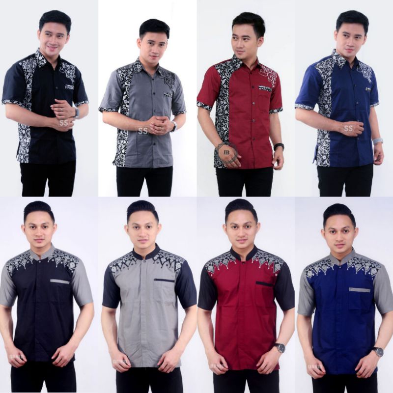 BAJU HEM KOKO BATIK PRIA - HEM KOKO BATIK PRIA MODERN KOMBINASI - HEM KOKO BATIK