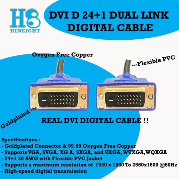 Active Kabel DVI-D Dual Link 24+1 1.8M (HINEIGHT(H8))