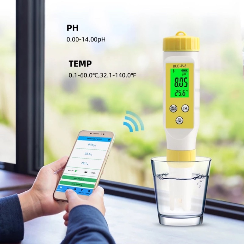 2 in 1 Bluetooth App Ios Android PH Meter Air + Suhu Digital BLE-P-3