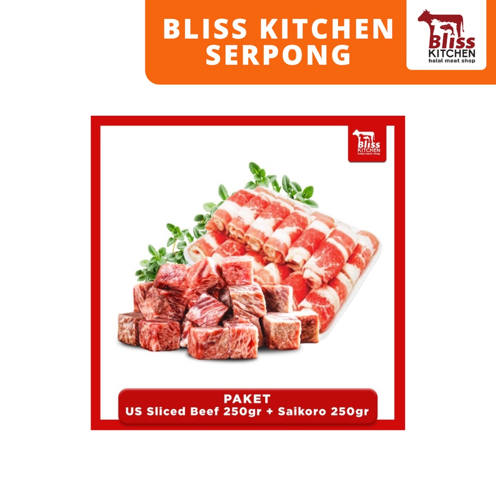 

paket US sliced beef 250gr + saikoro 250gr