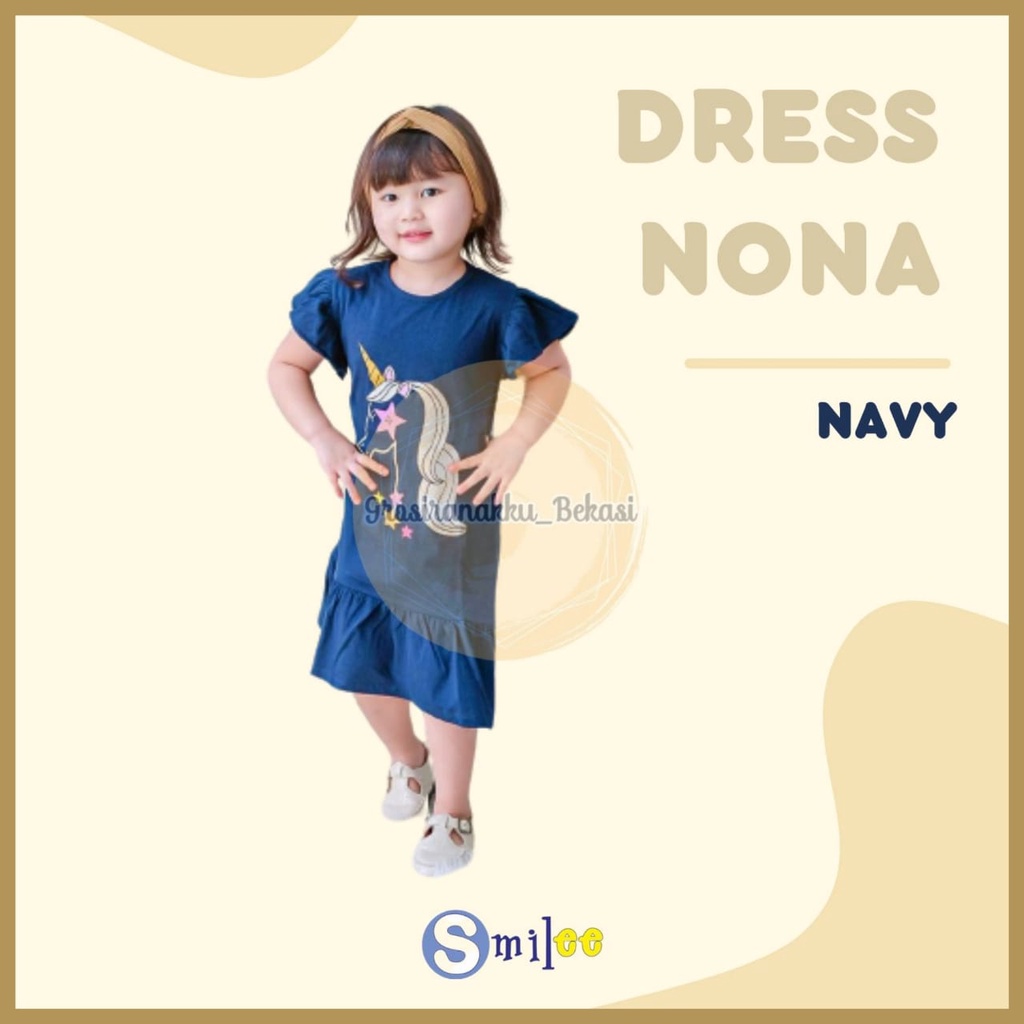 Dress Anak Smilee Nona Navy Kudapony size 1-5Tahun