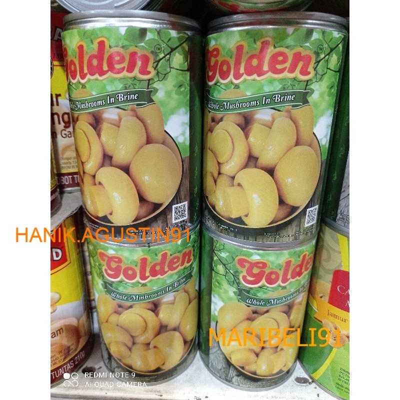 

Jamur Kaleng Golden Mushroom Whole 425 Gram - Jamur Kancing MKS maribeli91