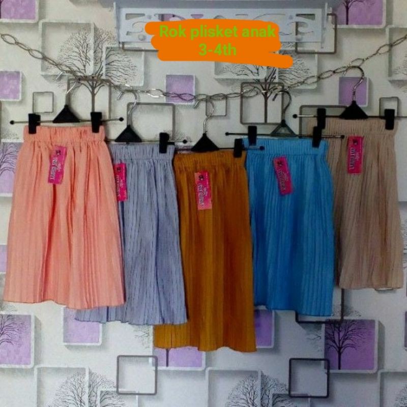 Rok plisket anak 3-4 &amp; 8-10Tahun Size M &amp; XL